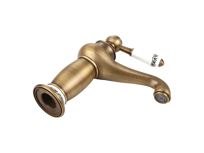 Grifo lavabo monomando retro FLORINA dorado envejecido