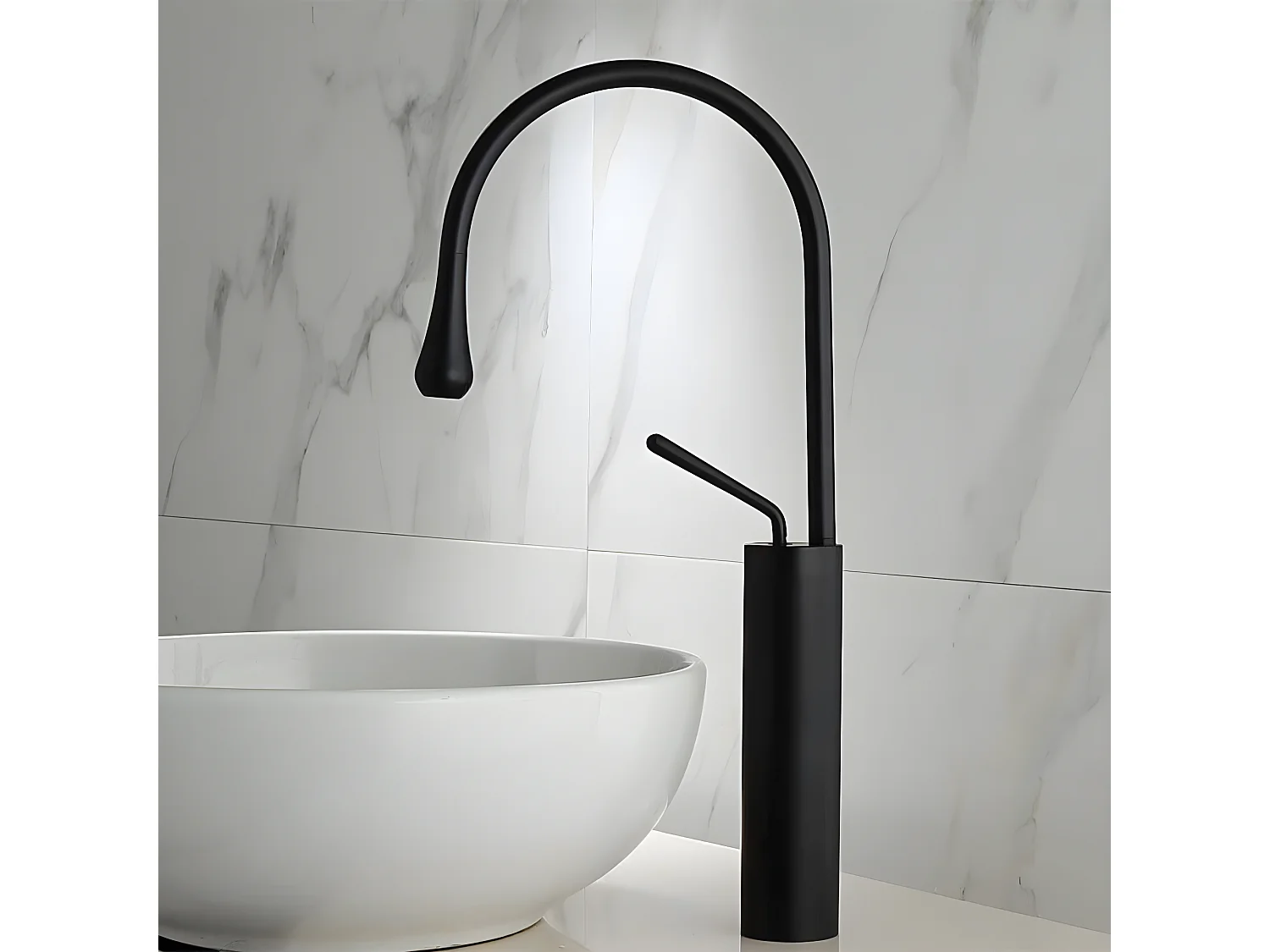 Mitigeur rehaussé pour vasque CALGARY noir mat