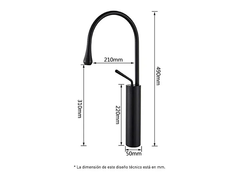 Miscelatore per lavabo alto CALGARY monocomando nero opaco