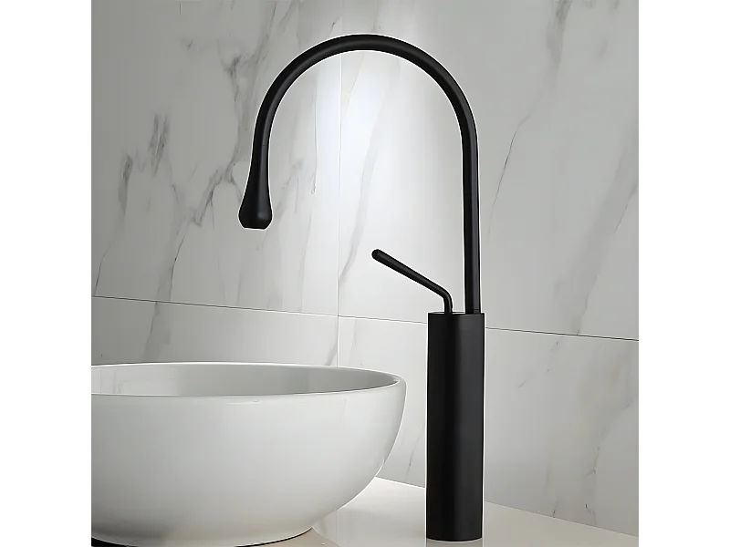 Mitigeur rehaussé pour vasque CALGARY noir mat