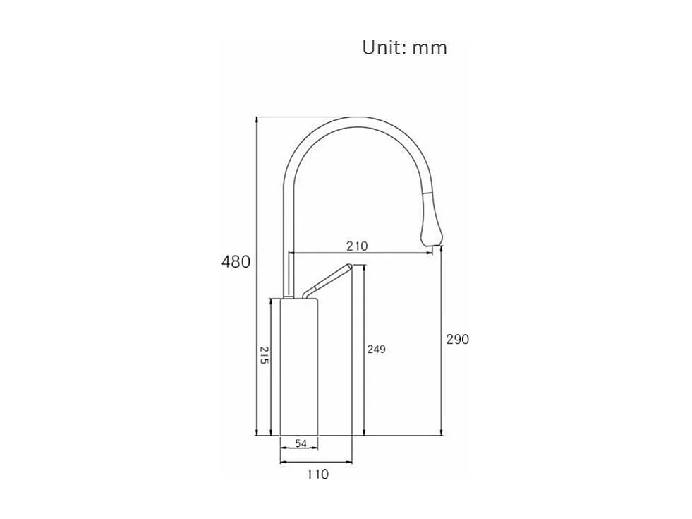 Grifo monomando lavabo alto giratorio CALGARY 48 Cromado