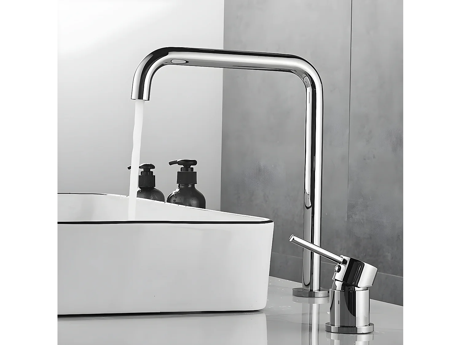 Grifo lavabo alto encastrado monomando giratorio ORUNE Cromado