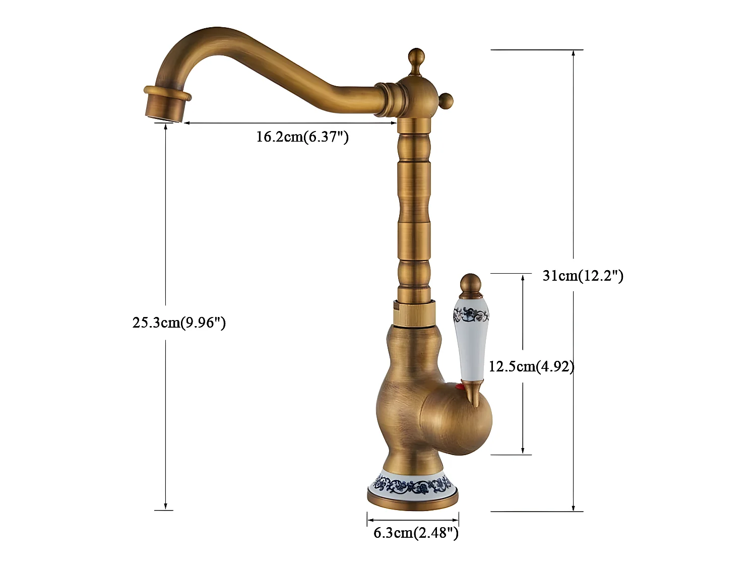 Mitigeur lavabo rehaussé rétro FLORINA or ancien