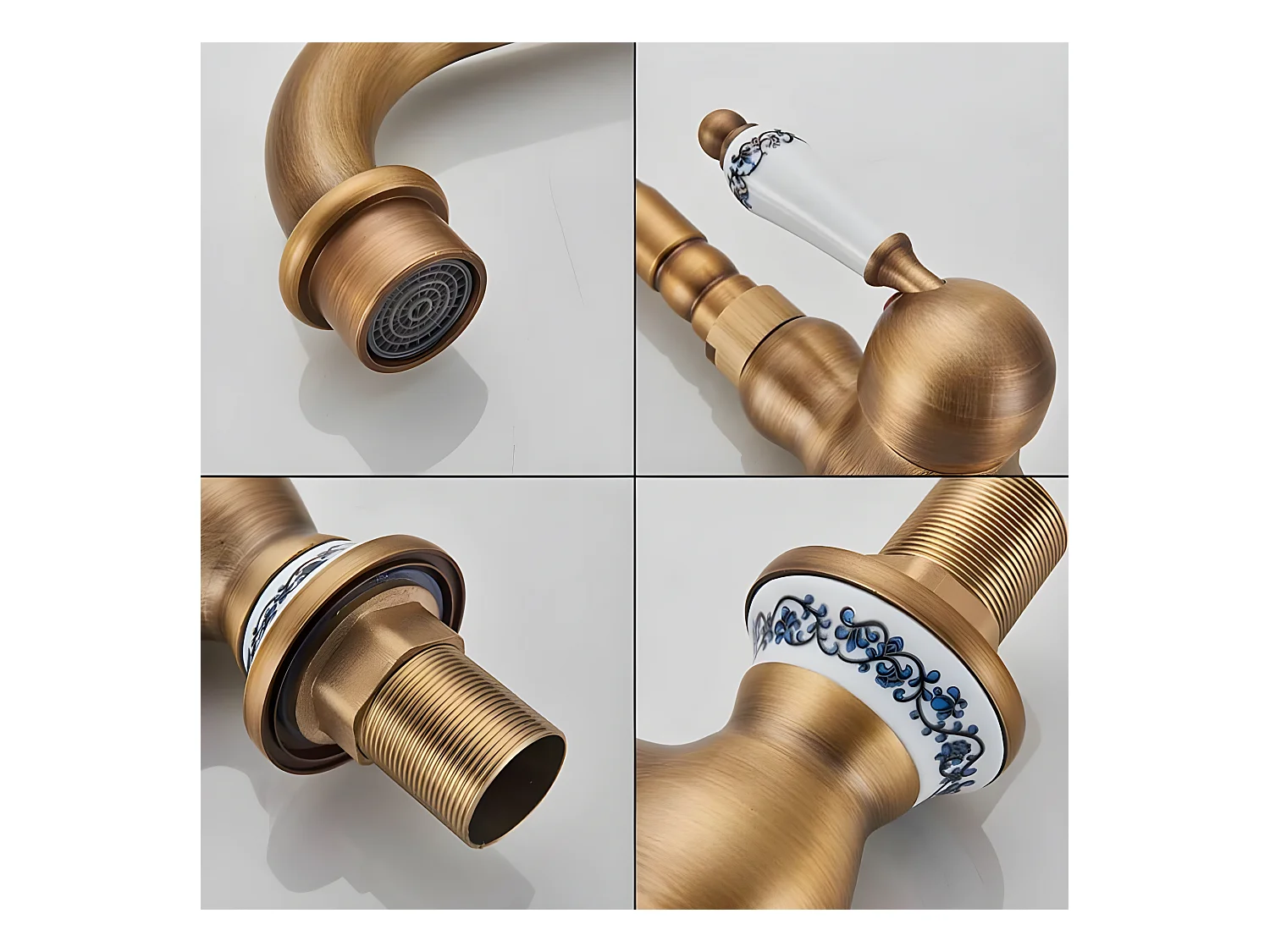 Mitigeur lavabo rehaussé rétro FLORINA or ancien