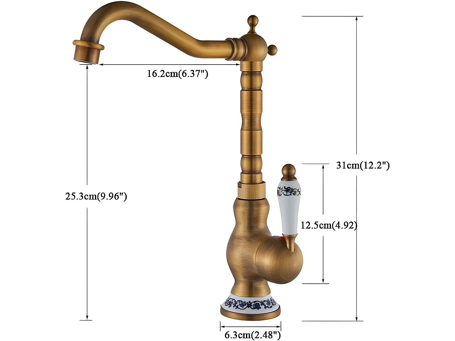 Mitigeur lavabo rehaussé rétro FLORINA or ancien