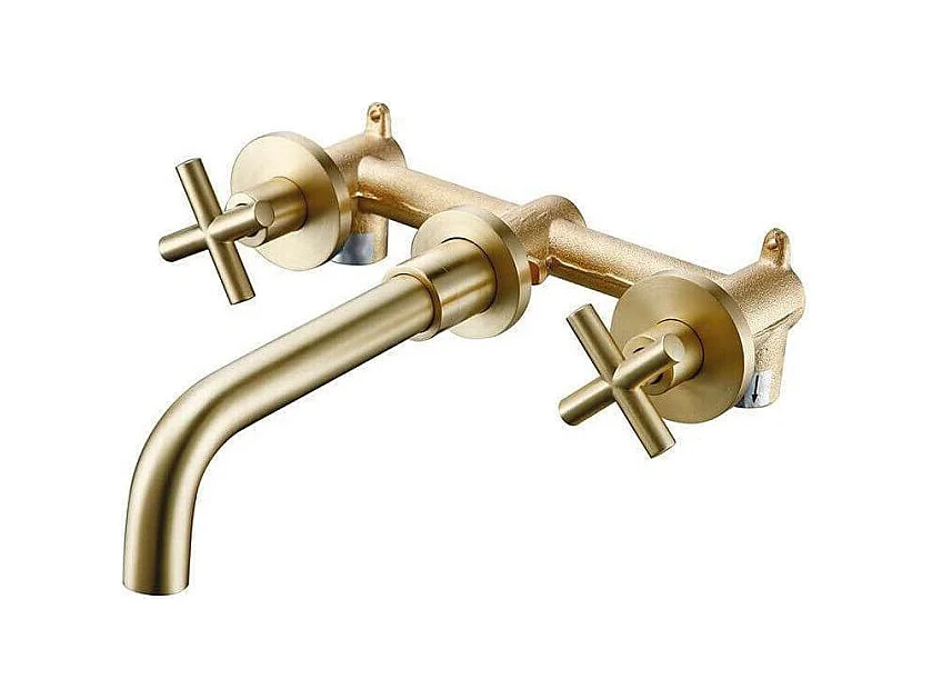 Mélangeur lavabo mural à encastrer REGINA or brossé