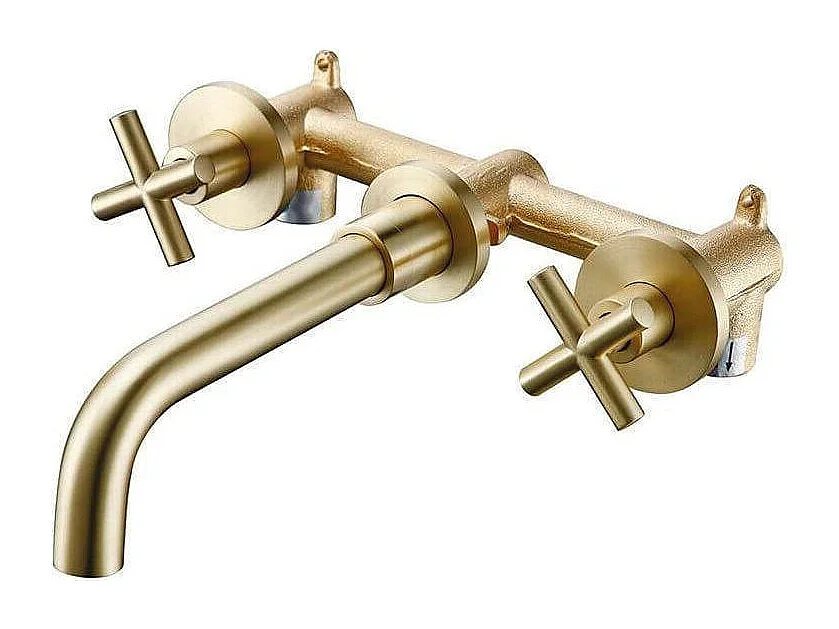 Grifo bimando lavabo empotrado CARBINI oro cepillado Dorado