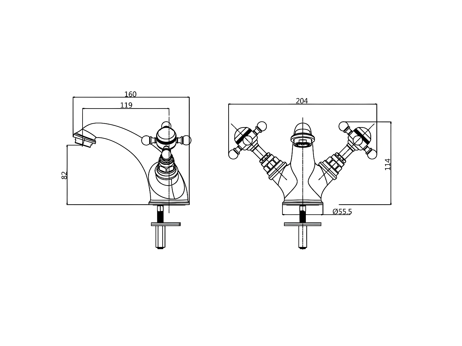 Robinet mélangeur lavabo rétro CANTERBURY avec bonde