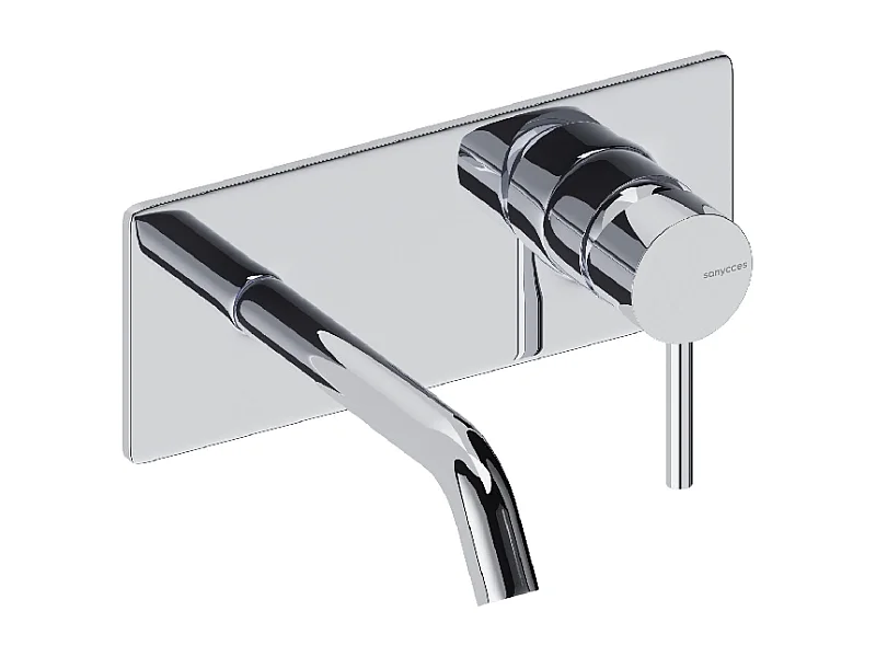 Robinet mitigeur mural avec plaque LOOP 14 cm Chrome