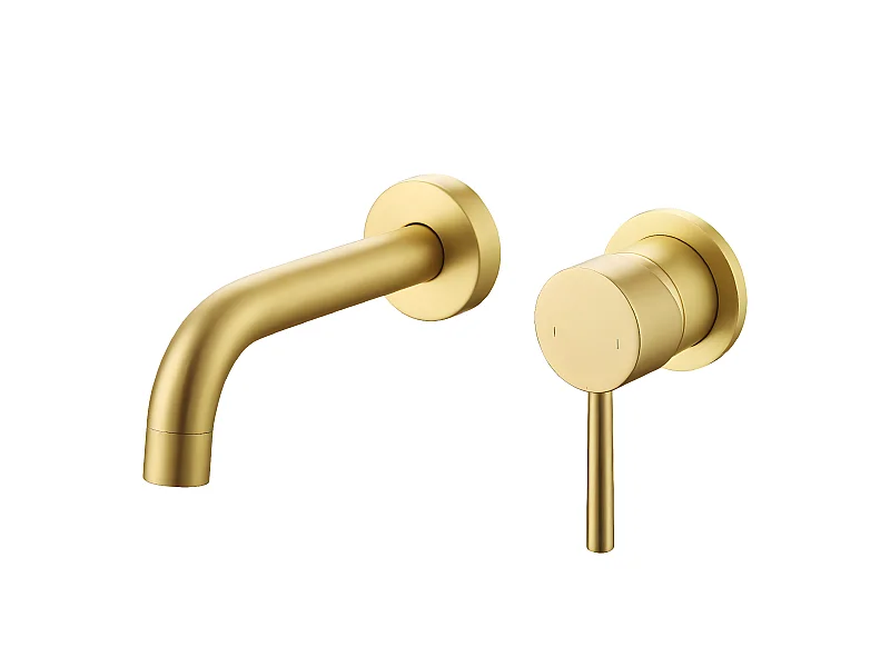 Robinet mitigeur mural encastré 2 trous PIZO or brossé