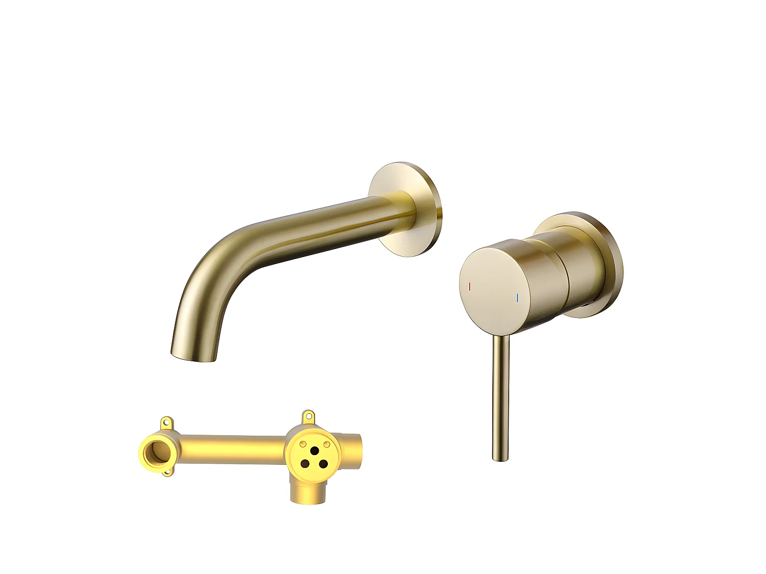 Robinet mitigeur mural encastré 2 trous PIZO or brossé