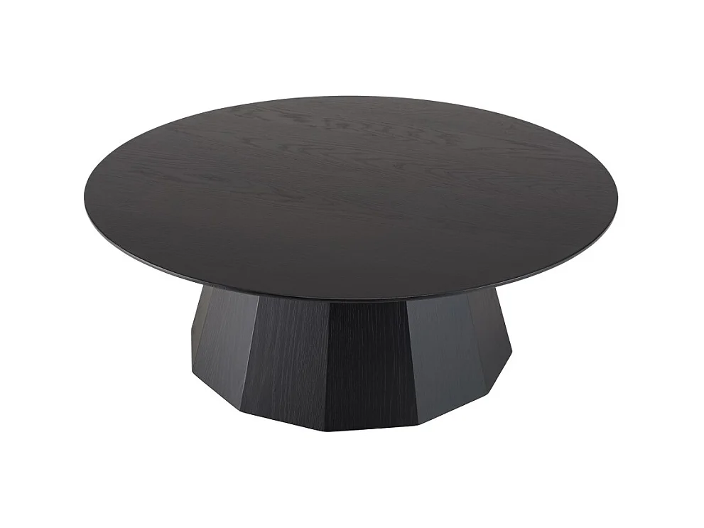 DALY - Table basse ronde 90x90cm en bois noire