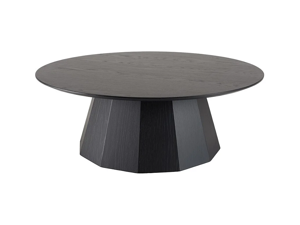 DALY - Table basse ronde 90x90cm en bois noire