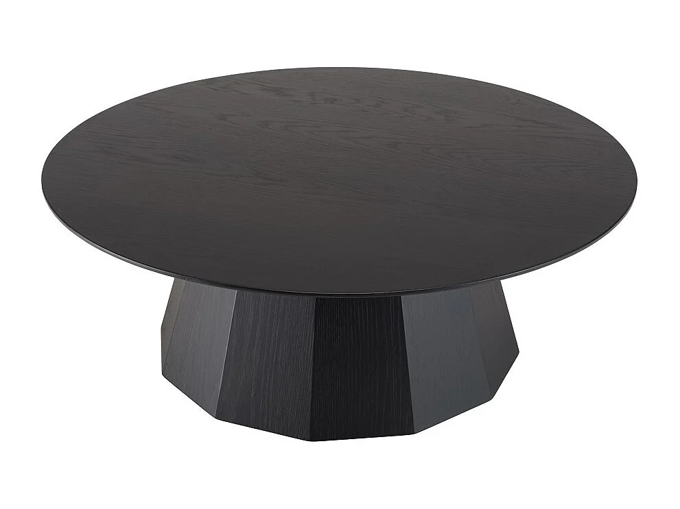 DALY - Table basse ronde 90x90cm en bois noire