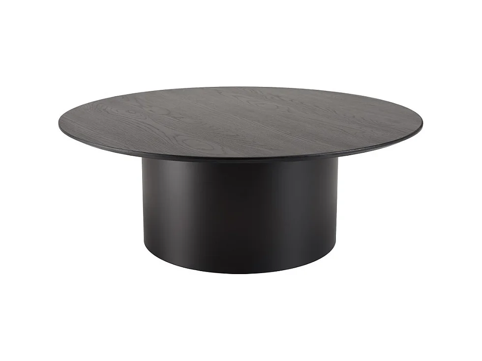 DALY - Table basse ronde 90x90cm piètement métal et bois noire