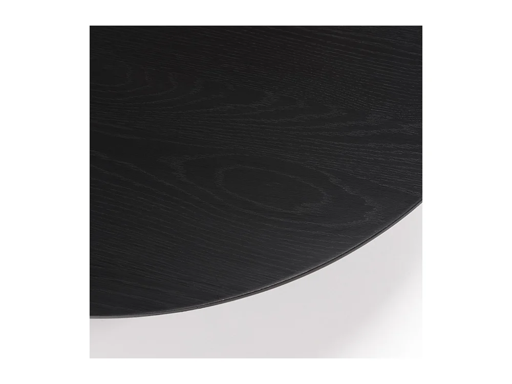 DALY - Table basse ronde 90x90cm piètement métal et bois noire