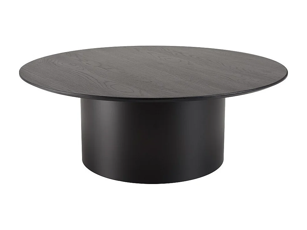 DALY - Table basse ronde 90x90cm piètement métal et bois noire