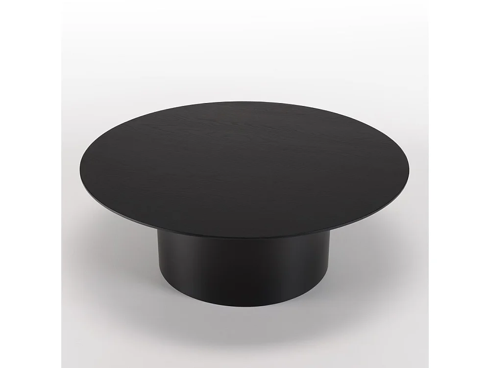 DALY - Table basse ronde 90x90cm piètement métal et bois noire