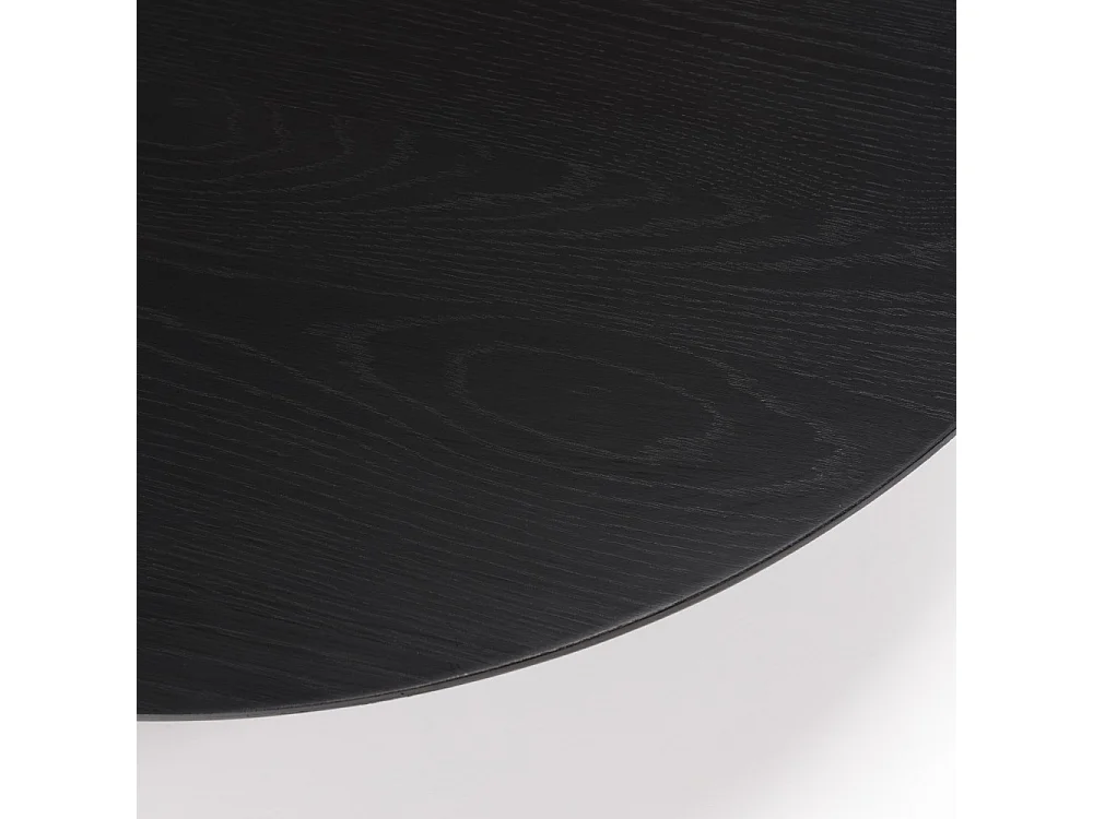 DALY - Table basse ronde 90x90cm piètement métal et bois noire