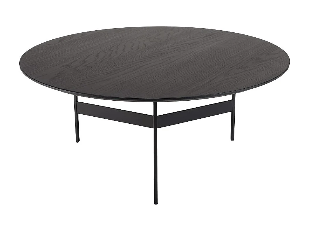 DALY - Table basse en bois ronde noire 78x78cm piètement métal