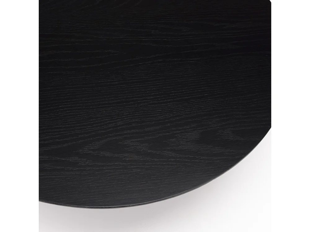 DALY - Table basse en bois ronde noire 78x78cm piètement métal