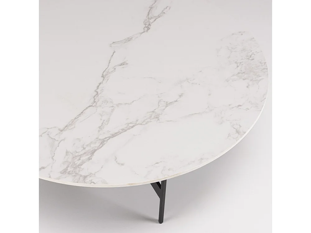 DALY - Table basse ronde 78x78cm plateau effet marbre piètement métal