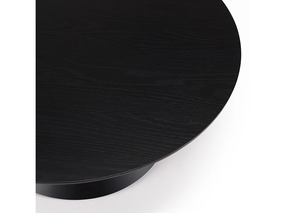 DALY - Table basse en bois ronde noire 78x78cm pied conique métal