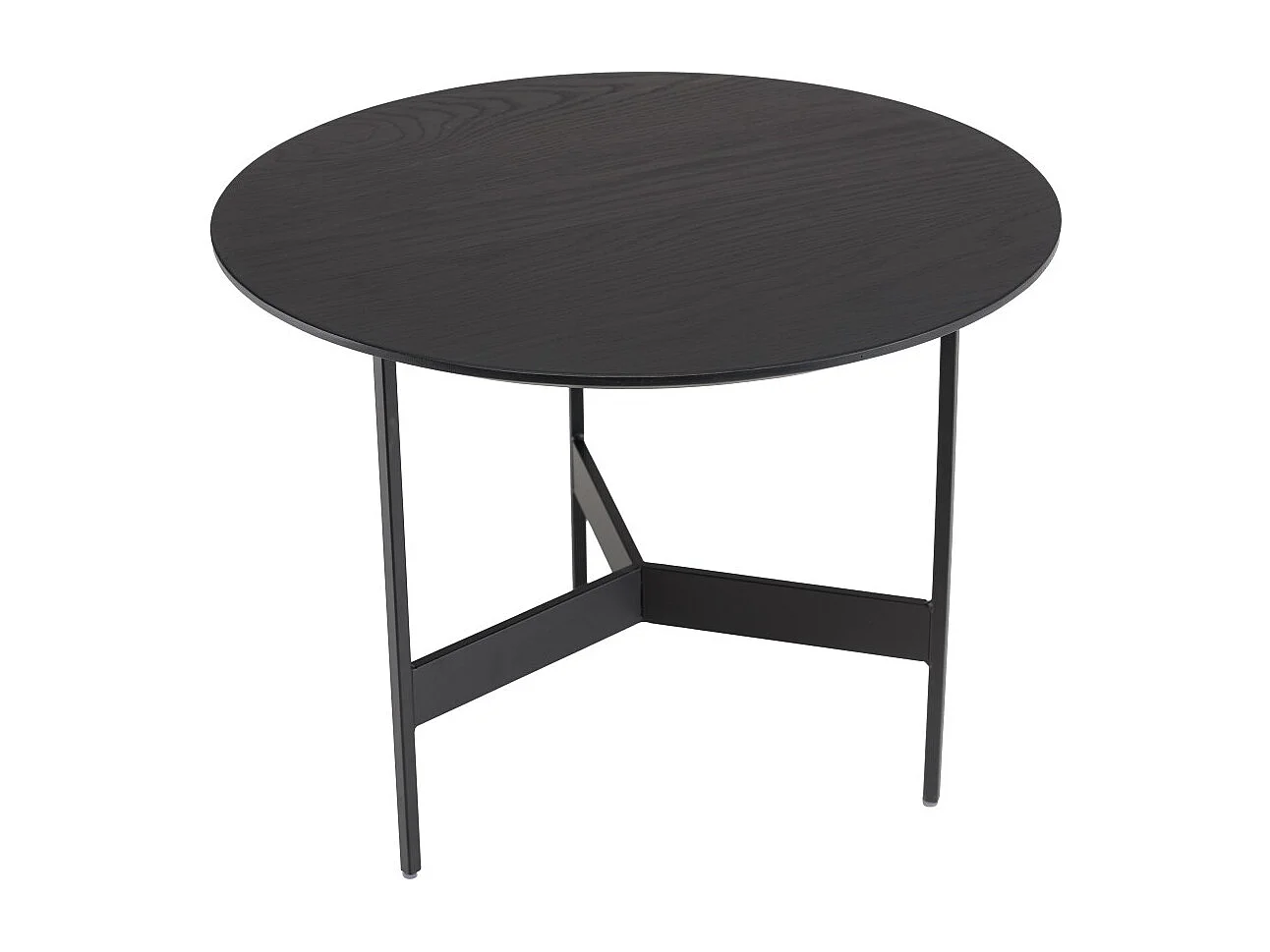 DALY - Table basse en bois ronde noire 50x50cm piètement métal