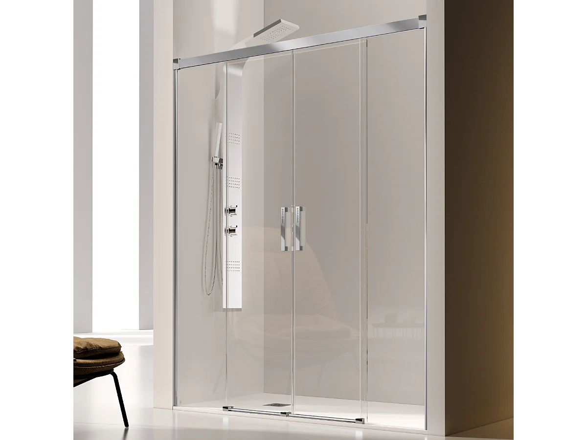 Frontal de ducha 2 Fijos + 2 Puertas Correderas 135 cm GLASÉ