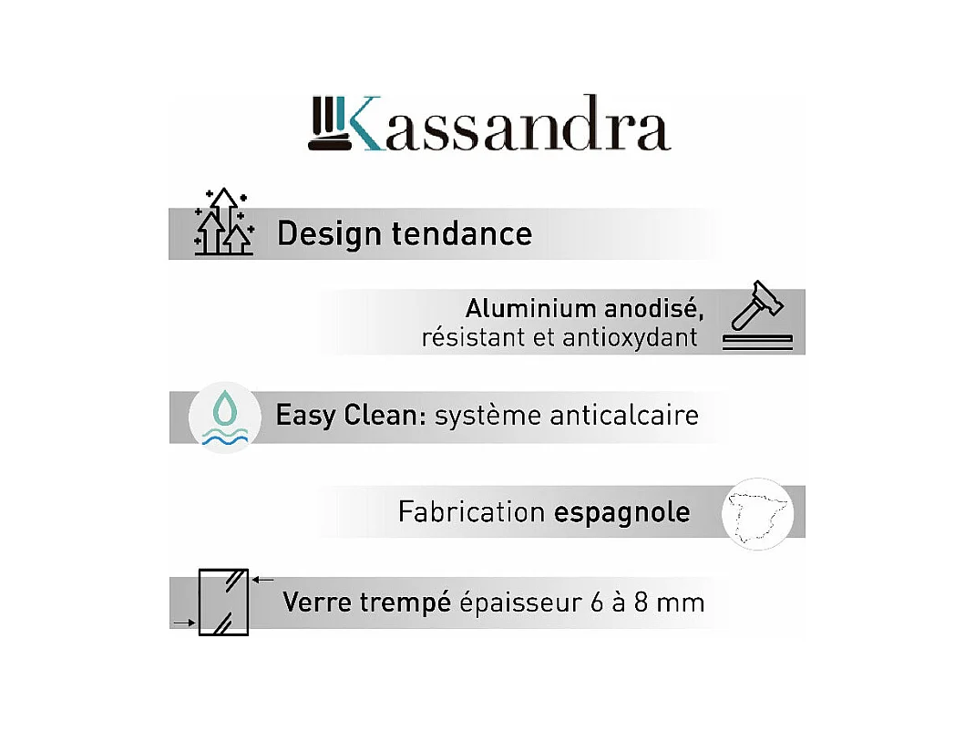 Parete doccia fissa FRESH con profilo NERO OPACO 80 cm