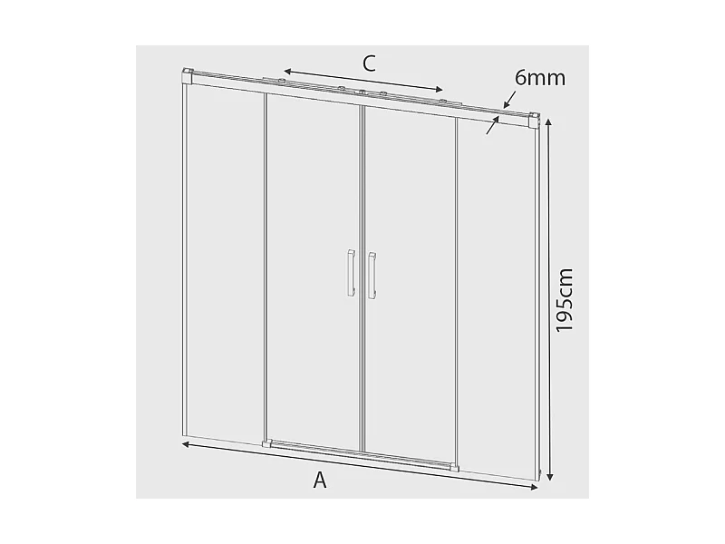 Frontal de ducha 2 Fijos + 2 Puertas Correderas 175 cm GLASÉ