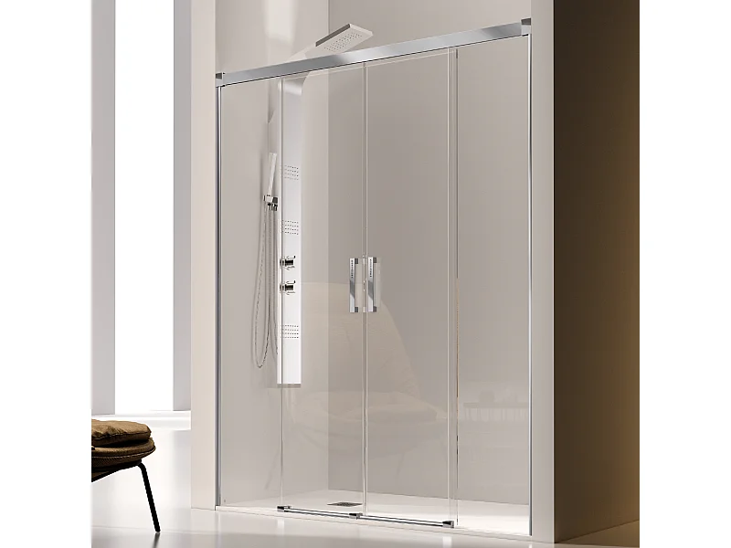Paroi de douche 2 verres fixes + 2 portes coulissantes GLASÉ 180 cm