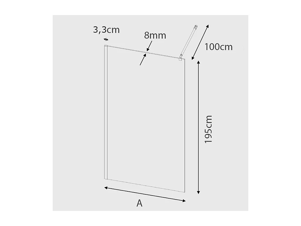 Parete doccia fissa FRESH con profilo NERO OPACO 110 cm