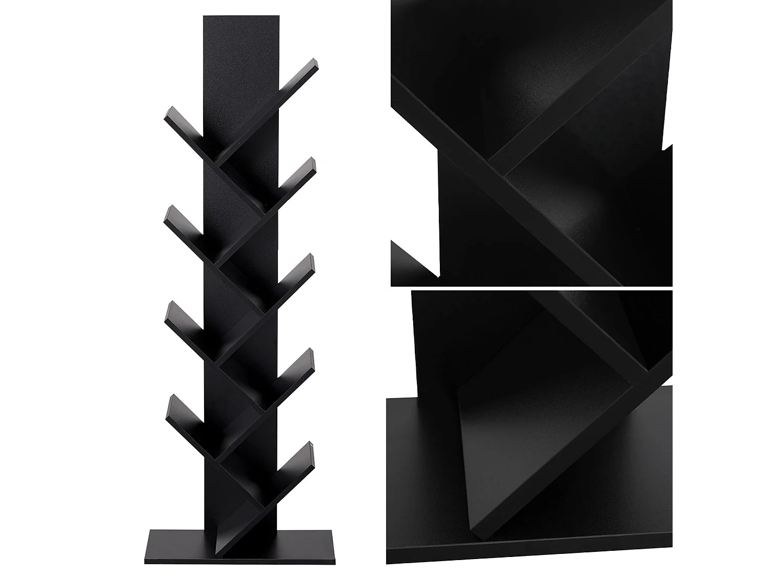 Bibliothèque 8 étagères inclinées noire SIMONE - HAPPY GARDEN