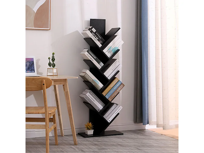 Libreria inclinata a 8 ripiani nero SIMONE