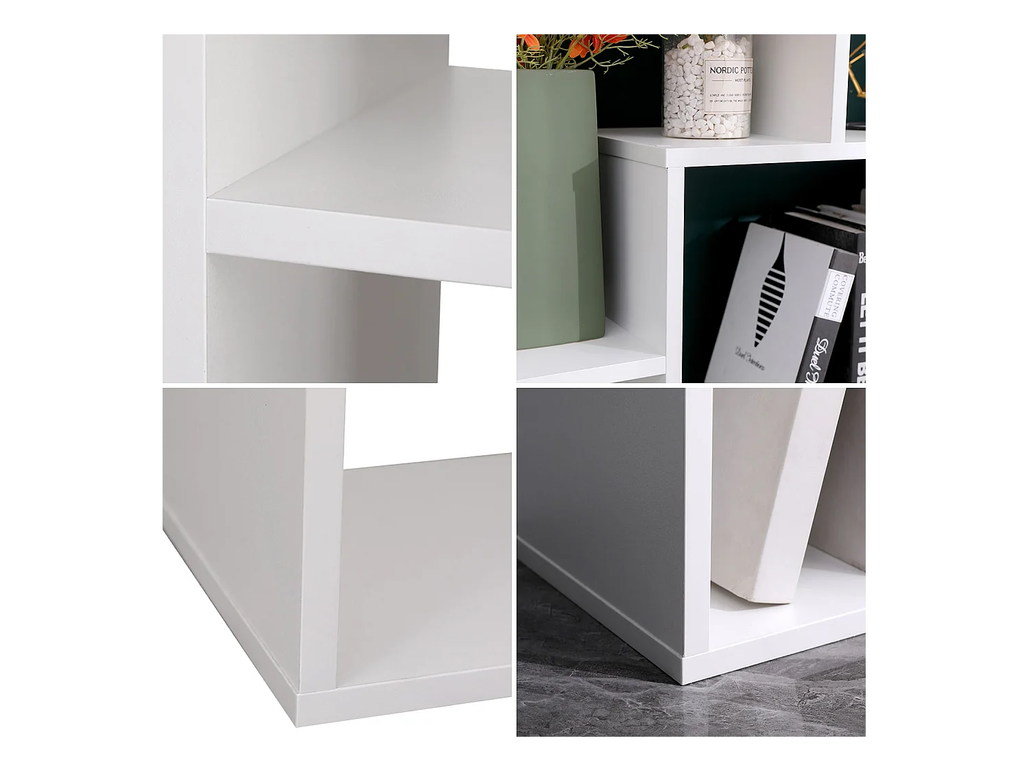 Librería blanca asimétrica 8 estantes JANE