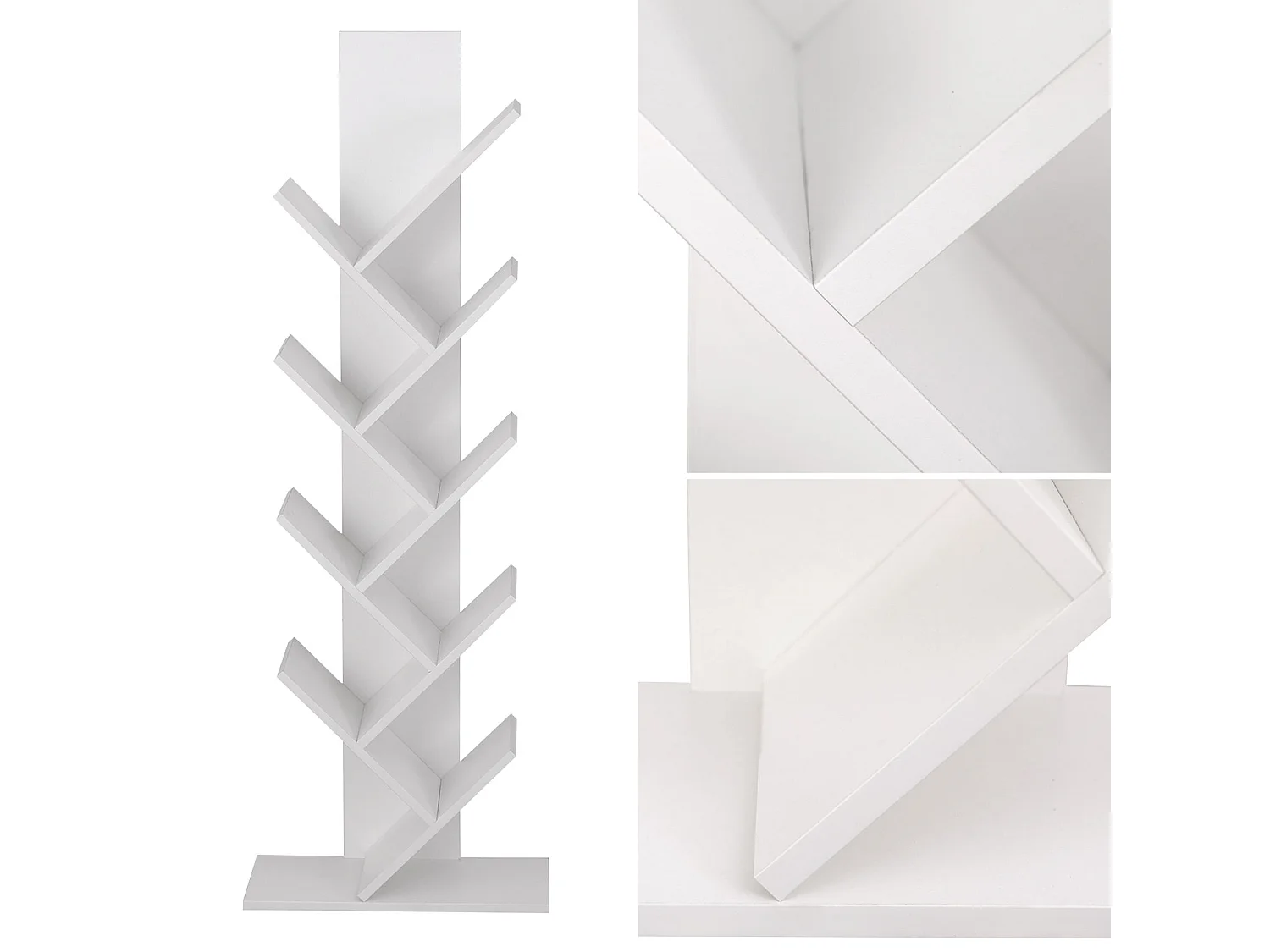 Bibliothèque 8 étagères inclinées blanche SIMONE - HAPPY GARDEN