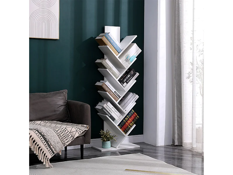 Libreria inclinata a 8 ripiani bianco SIMONE