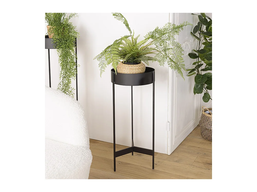 DALY - Selette ronde / porte plantes MM noire piètement métal