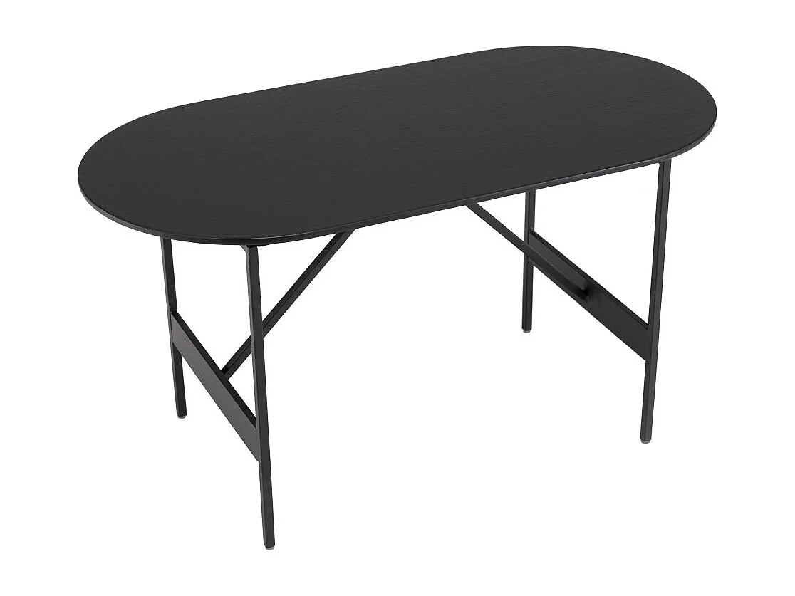DALY - Table basse en bois ovale noire 70x35cm piètement métal