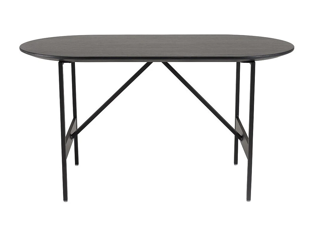 DALY - Table basse en bois ovale noire 70x35cm piètement métal
