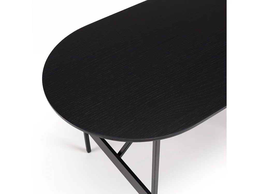 DALY - Table basse en bois ovale noire 70x35cm piètement métal