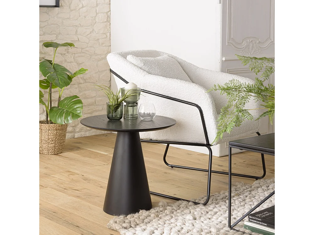 DALY - Table d'appoint 50x50cm pied conique métal en bois noire