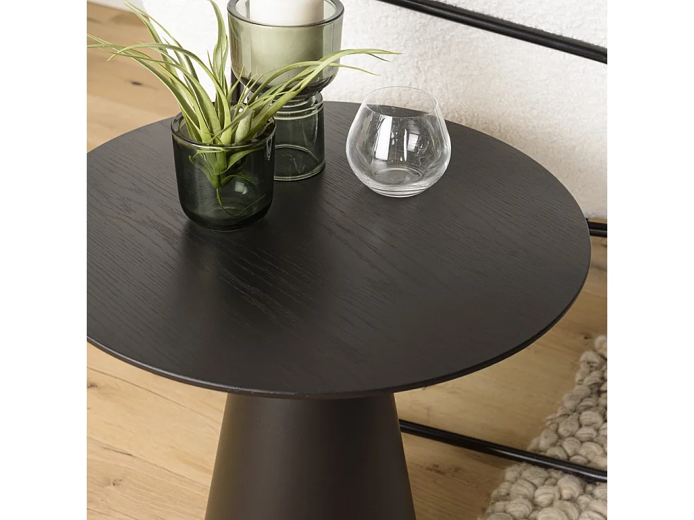 DALY - Table d'appoint 50x50cm pied conique métal en bois noire