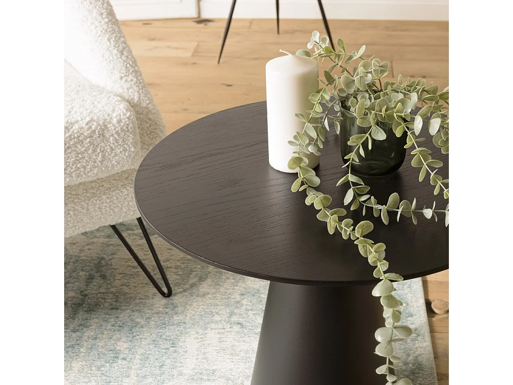DALY - Table d'appoint 50x50cm pied conique métal en bois noire