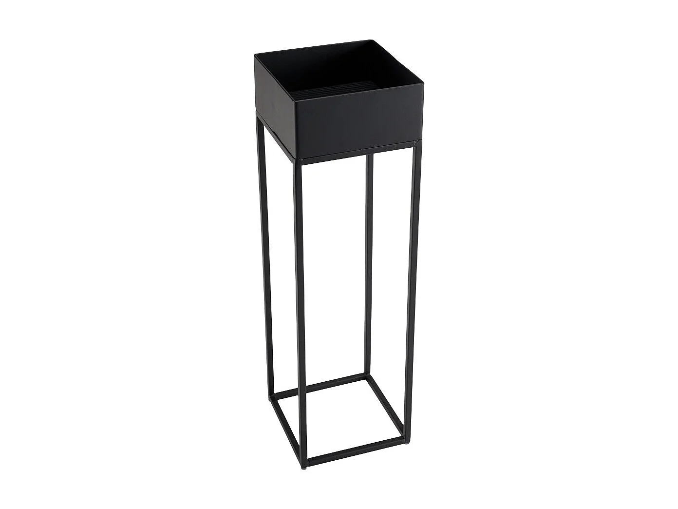 DALY - Sellette carrée / porte plantes en bois piètement métal noir