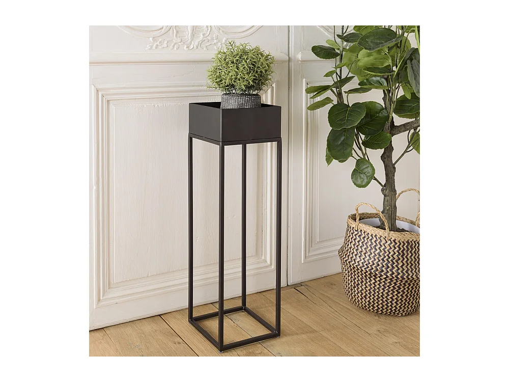 DALY - Sellette carrée / porte plantes MM noire piètement métal