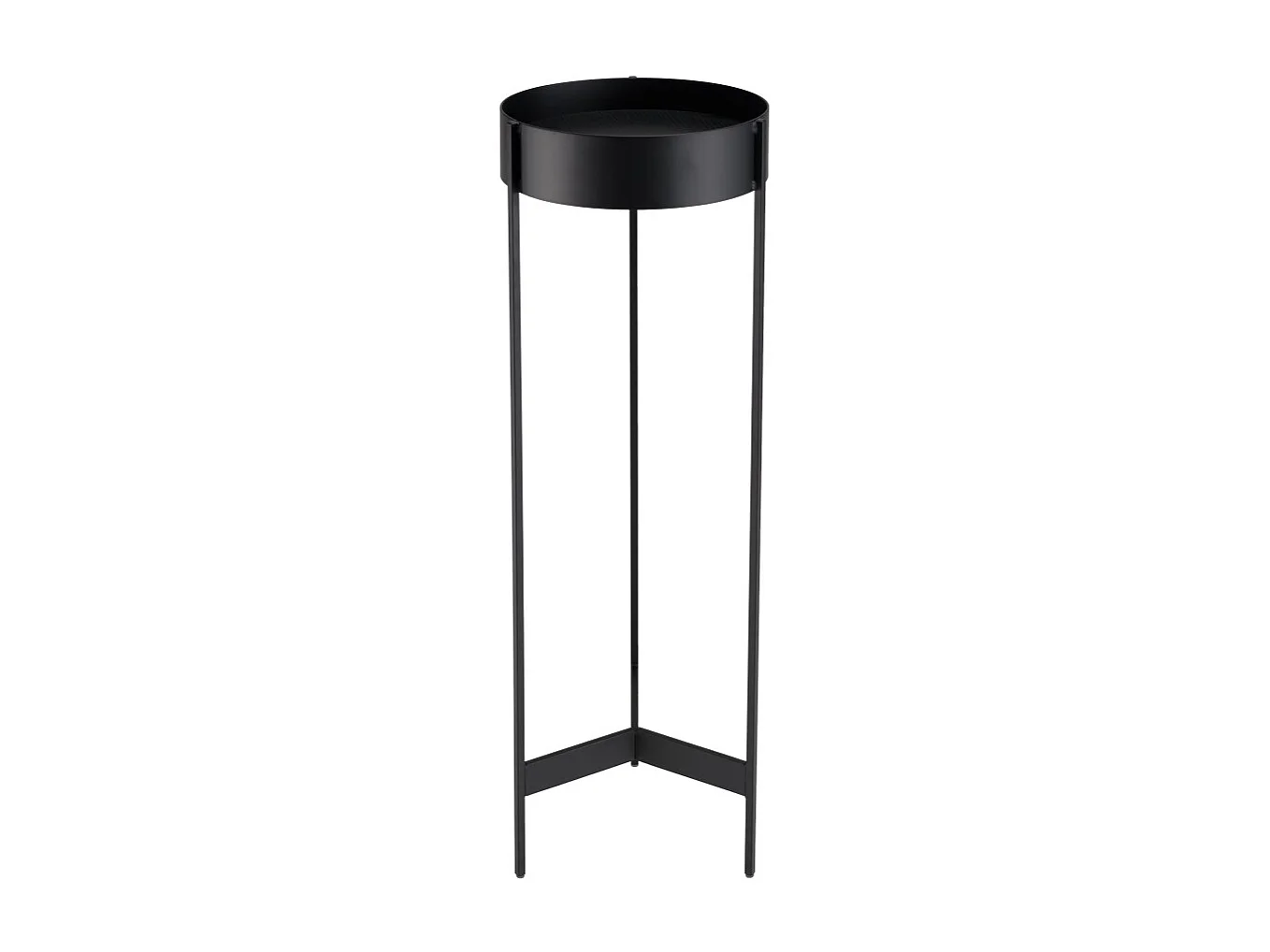 DALY - Sellette en bois ronde / porte plantes GM noire piètement métal