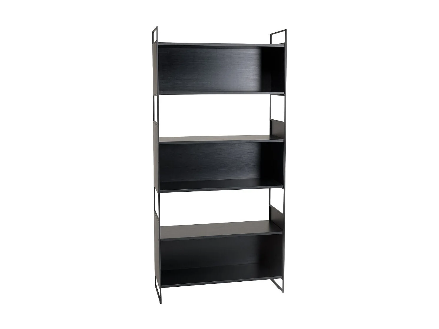 DALY - Étagère en bois 5 niches 5 niveaux noire piètement métal