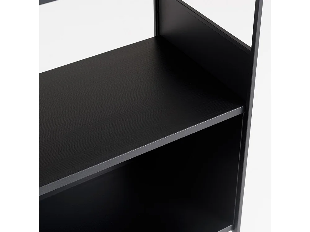 DALY - Étagère en bois 5 niches 5 niveaux noire piètement métal